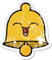 distressed sticker of a cute cartoon bell png