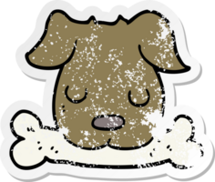 distressed sticker of a cartoon dog with bone png