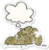 cartoon loaves of bread and thought bubble as a distressed worn sticker png