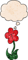 cartoon flower and thought bubble in grunge texture pattern style png