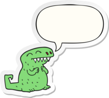 dinossauro de desenho animado e adesivo de bolha de fala png