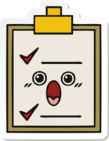 sticker of a cute cartoon check list png