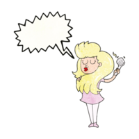 speech bubble textured cartoon woman brushing hair png