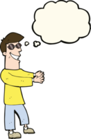 cartoon grinning man wearing glasses with thought bubble png