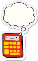 cartoon calculator and thought bubble as a printed sticker png