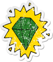 distressed sticker of a cartoon diamond png