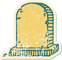 distressed sticker tattoo style icon of a grave stone png