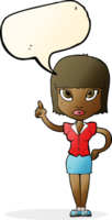 cartoon pretty girl with idea with speech bubble png