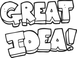 black and white cartoon GREAT IDEA symbol png
