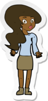 sticker of a cartoon woman shrugging shoulders png