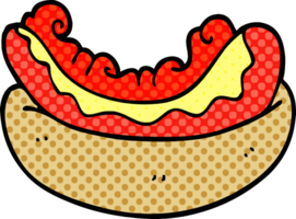 dessin animé doodle hot-dog dans un petit pain png