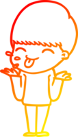 warm gradient line drawing cartoon boy sticking out tongue png