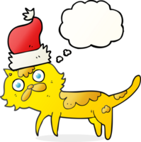 habe gedacht Blase Karikatur Katze tragen Weihnachten Hut png