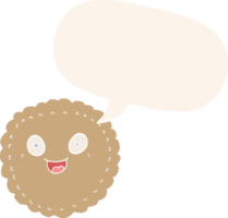 cartoon biscuit and speech bubble in retro style png