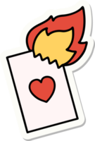 tattoo style sticker of a flaming card png