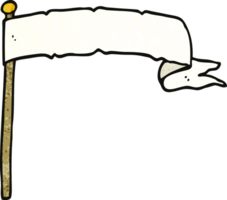 dessin animé doodle agitant le drapeau de la bannière blanche png