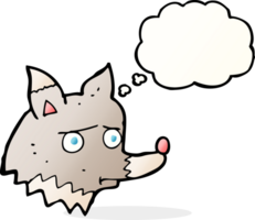 cartoon unhappy wolf with thought bubble png