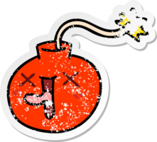 distressed sticker of a quirky hand drawn cartoon bomb png