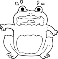 negro y blanco dibujos animados gracioso asustado rana png