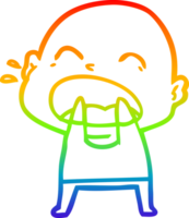 rainbow gradient line drawing cartoon shouting bald man png