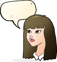 cartoon pretty girl with long hair with speech bubble png