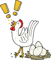 poulet de dessin animé pondant des oeufs png