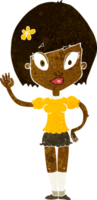 cartoon pretty girl waving png