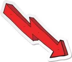 sticker of a cartoon arrow down trend png
