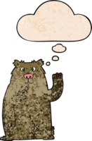 cartoon bear and thought bubble in grunge texture pattern style png