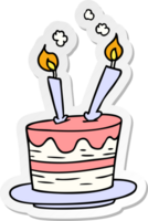 klistermärke tecknad doodle av en födelsedagstårta png