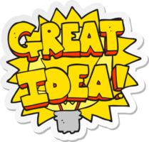 sticker of a cartoon GREAT IDEA symbol png