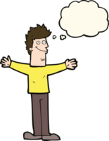 cartoon happy man with thought bubble png