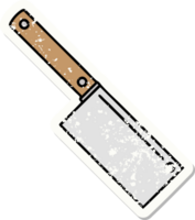 traditional distressed sticker tattoo of a meat cleaver png