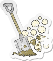 retro distressed sticker of a cartoon shovel in dirt png