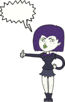 cartoon vampire girl giving thumbs up with speech bubble png