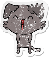 distressed sticker of a happy little dog cartoon png