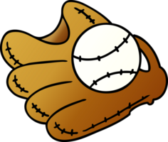 gradient cartoon doodle of a baseball and glove png