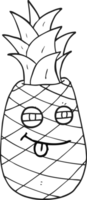 svart och vit tecknad serie ananas png