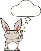 lapin de dessin animé mignon et bulle de pensée png