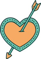 tattoo style icon of an arrow and heart png