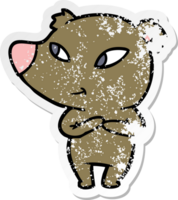 vinheta angustiada de um urso de desenho animado fofo png