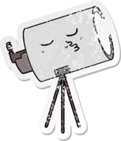 distressed sticker of a cartoon telescope with face png