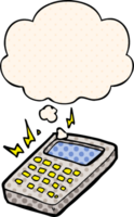 cartoon calculator and thought bubble in comic book style png