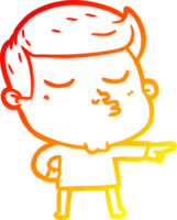 warm gradient line drawing cartoon model guy pouting png