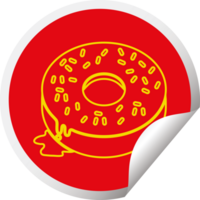 Tasty donut circular peeling sticker png