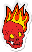 adesivo de um crânio flamejante de desenho animado png