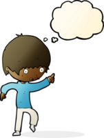 cartoon worried boy pointing with thought bubble png