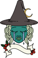 crying half orc witch character face illustration png