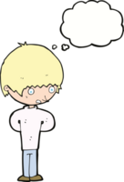 cartoon nervous boy with thought bubble png