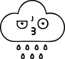 nube de lluvia de dibujos animados de dibujo lineal png